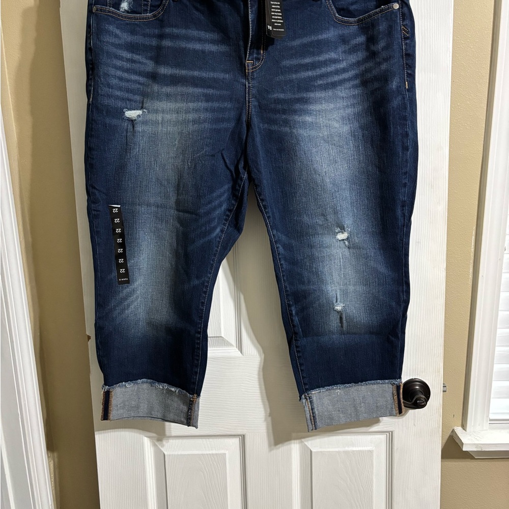 Torrid Blue Boyfriend Jeans with Distressed Details